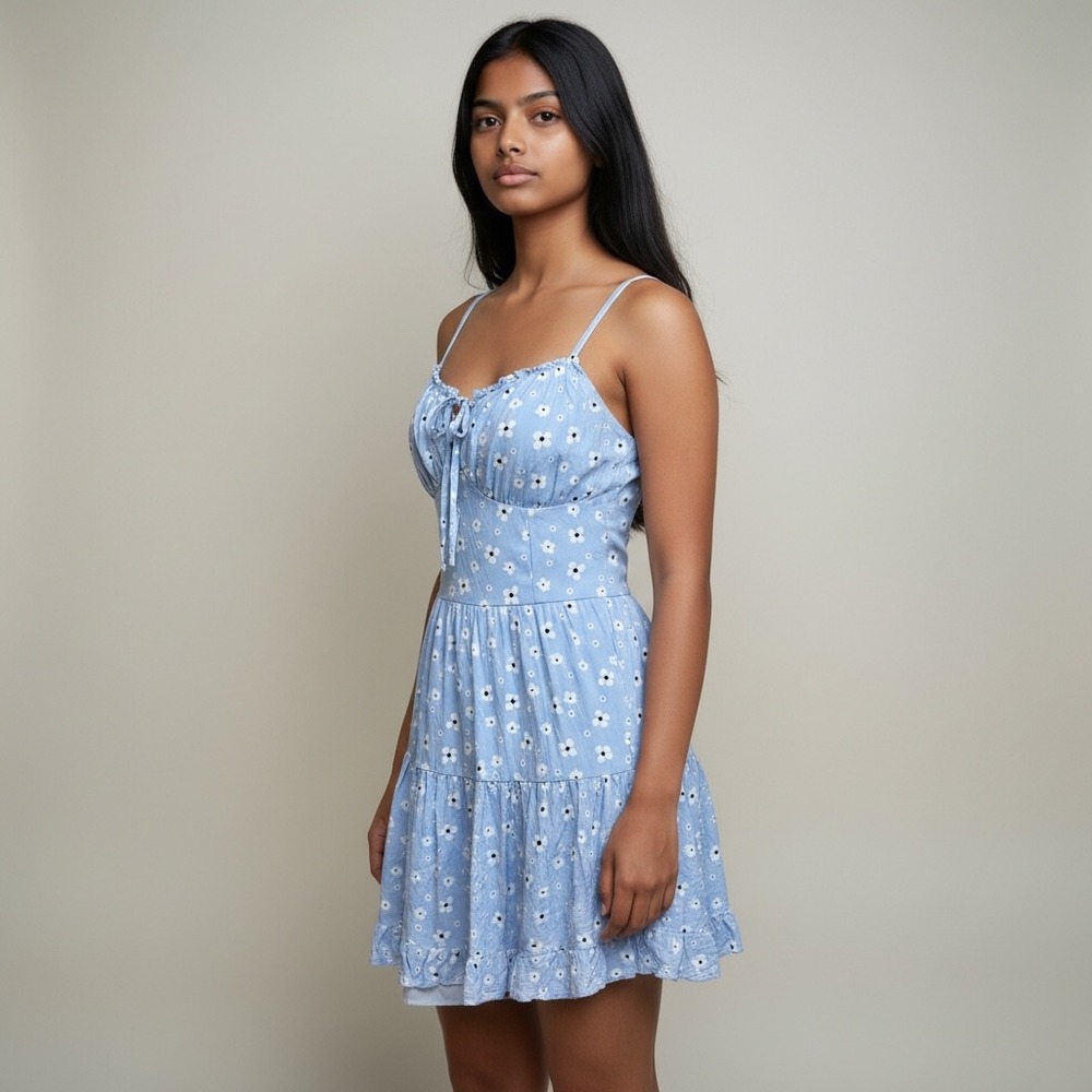 Hollister Light Blue Floral Mini Dress